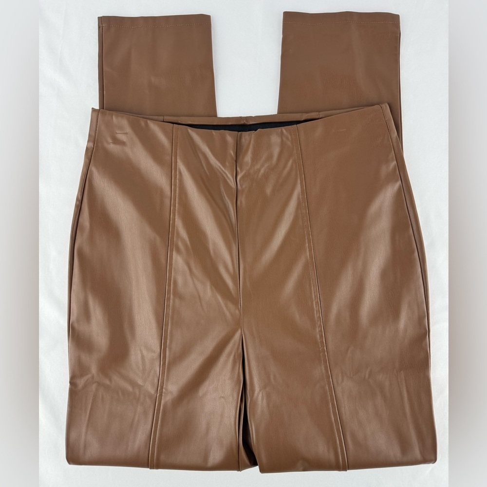 Chocolate USA Brown Straight Leg Faux Leather Pants